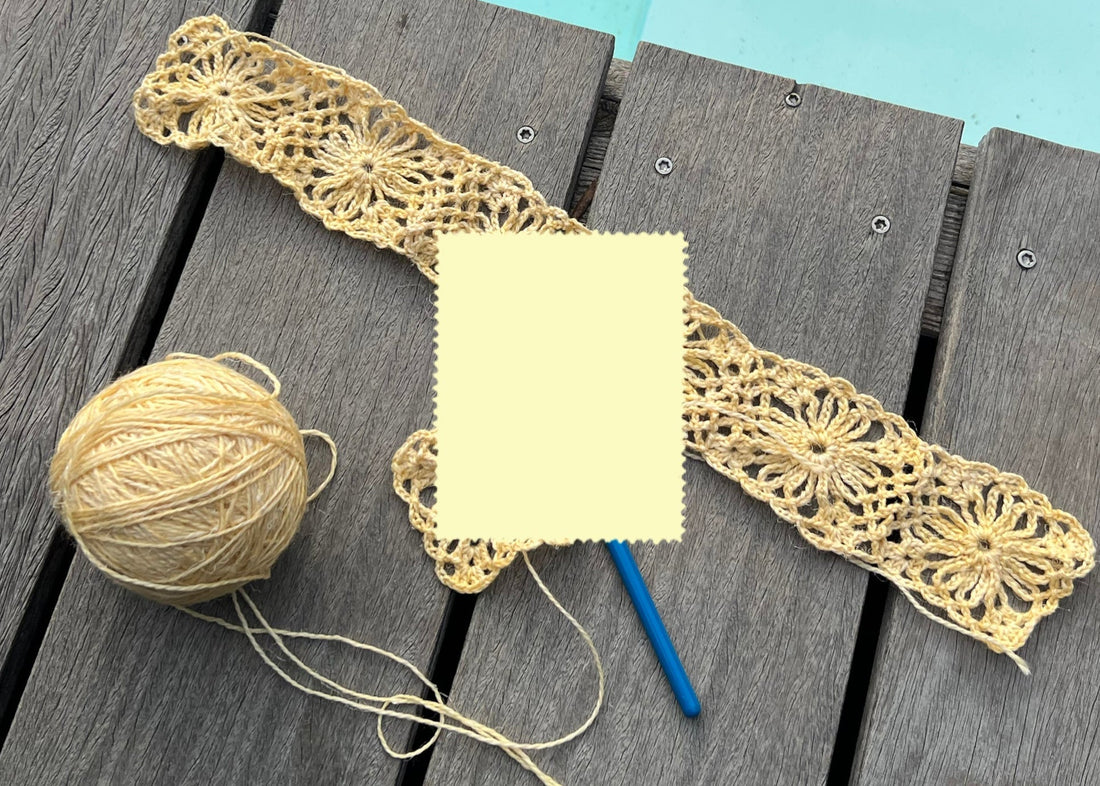 Crochet cotton yarn and handmade crochet projects, showing the texture and structure of cotton yarn.