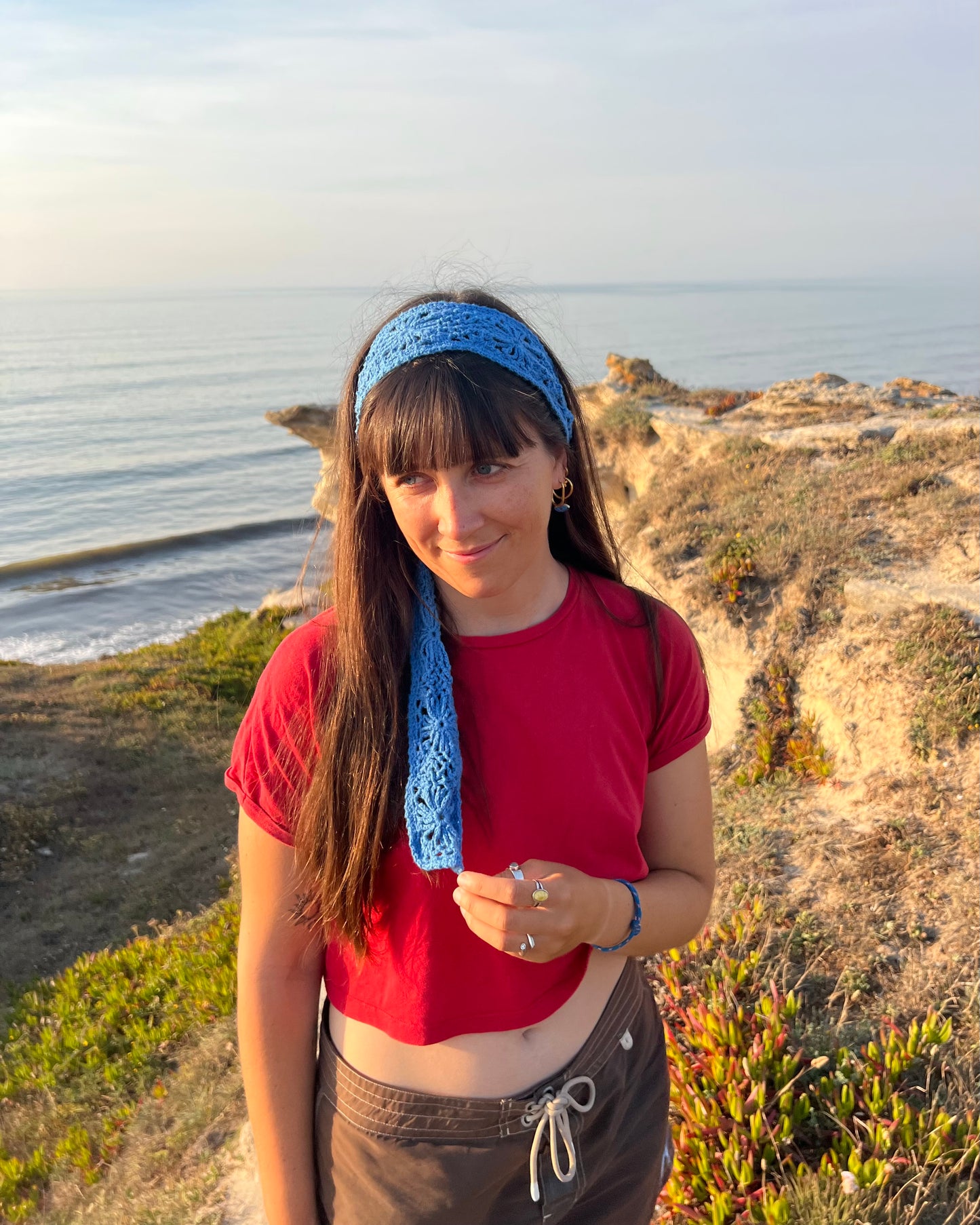 Atlântico Crochet Headband Pattern — Floral Head Scarf, Boho Bandana PDF — Strong Beginner pattern