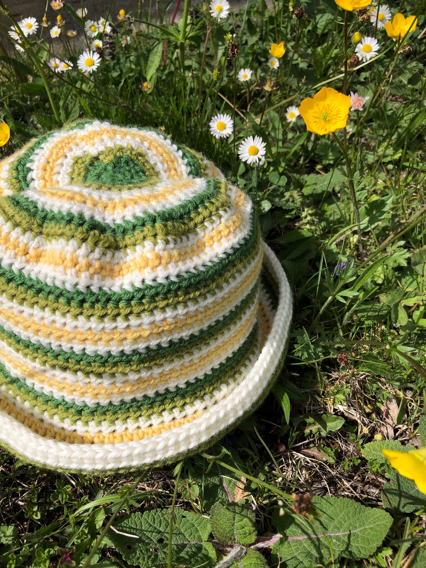 Striped Bucket Hat Crochet Pattern PDF — Verdicio (Beginner-Friendly Colorwork)