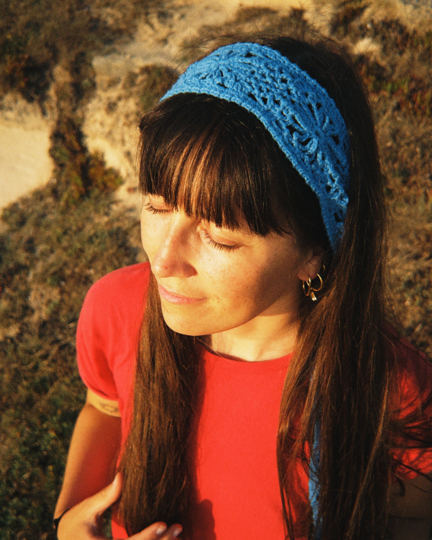 Atlântico Crochet Headband Pattern — Floral Head Scarf, Boho Bandana PDF — Strong Beginner pattern