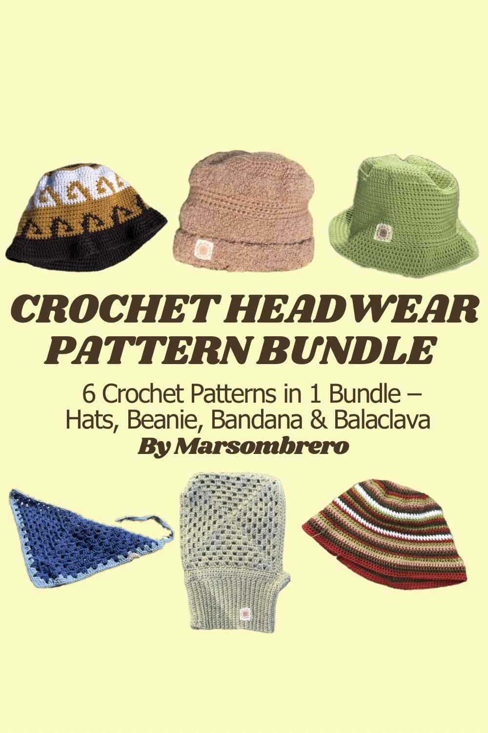 Crochet Headwear Pattern Bundle - Access to 6 Patterns - Hats, Beanie, Bandana & Balaclava