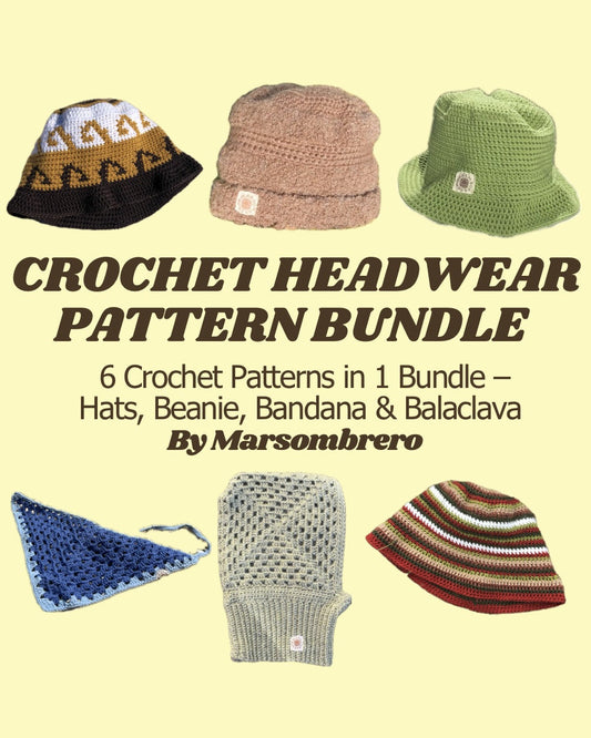 Crochet Headwear Pattern Bundle - Access to 6 Patterns - Hats, Beanie, Bandana & Balaclava